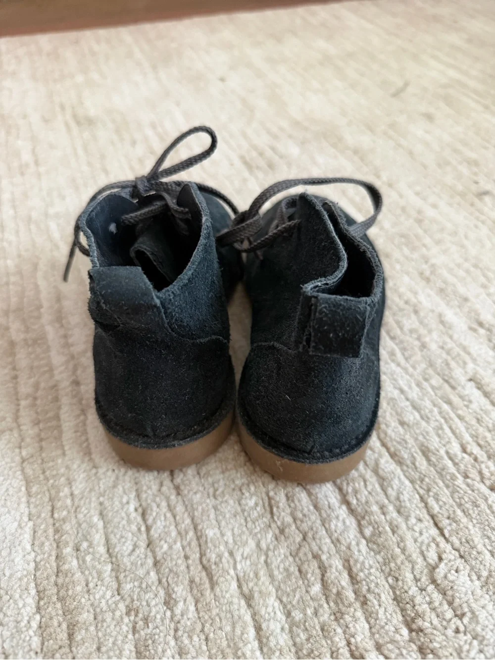 Lands' End Black Suede Kids Lace-Up Ankle Boots Sz 10M